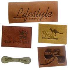 embossed leather label with colour change for jean