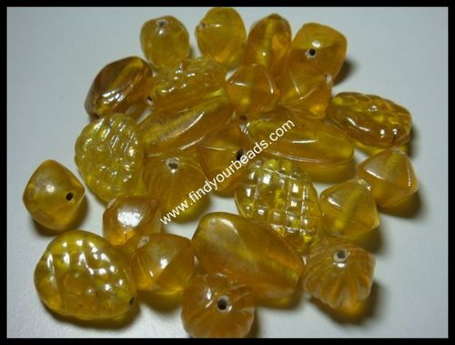 Plain Super Mix - Glass 5-10mm Yellow, Irregular Shape, 1mm Hole, Durable Versatile Beads