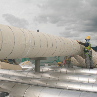 PIPE INSULATION WITH SS 304 STRAP & 45 DEGREE BEND