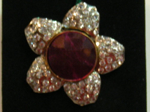 Flower Shape Ring - Alloy, Size 7, Red Ruby with CZ Stones | Durable, Elegant, Versatile Fashion Accessory