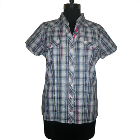 Yarn Dyed Embroidered Ladies Shirt