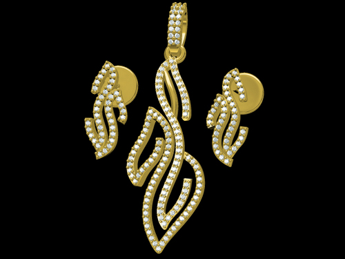 Diamond Pendant Set - 18K Yellow Gold, 0.69 Carat VVS Round Diamonds, 6.20 Grams, 222 Pcs, Elegant Design