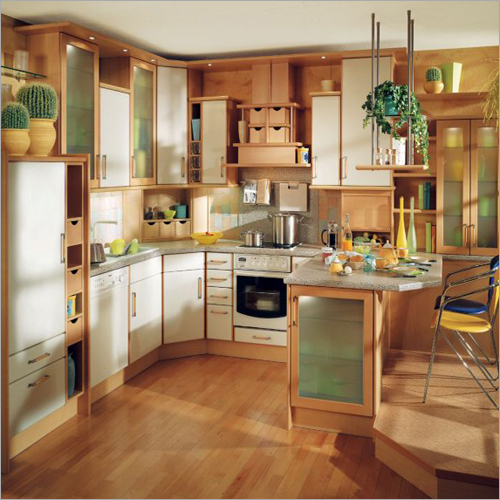 Contemporary Kitchen Interior Design with Classic Style - Wood, Glass, Beige, Variable Dimensions | Custom Built Cabinetry, Space Optimization, Expert Installation