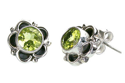 Peridot Earrings - Sterling Silver, 0.25 Inch, Green | Handmade Floral Studs, 6mm Gemstone, 2.00 Carats