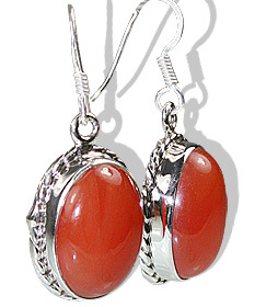 Carnelian Earrings - Sterling Silver, 13x17 mm, Orange | Handcrafted, Elegant Design, Polished Cabochon Stone