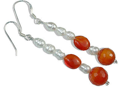 Pearl/Carnelian Earrings