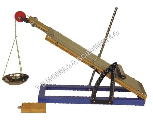 INCLINED PLANE WITH ANGLE MEASURER - Metal 45x15 cm, 0-45Â° Angle Adjustment, Adjustable Pulley, Precise Measurement