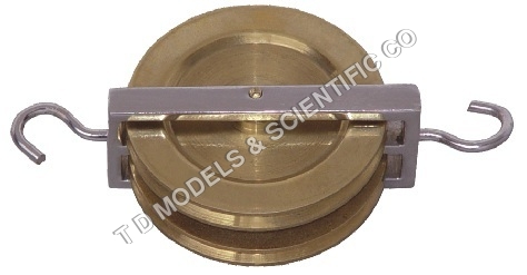 PULLEY-DOUBLE PARALLEL BRASS - Brass Frame, 50mm Aluminum Wheels | Double Pulley, Hooks Mount, Durable Design