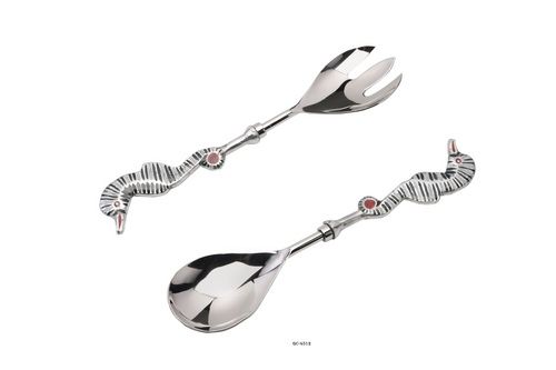 Silver And White Salad Server