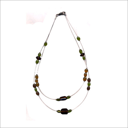 Bead Necklace - Glass And Metal, 18 Inches, Multicolored | Elegant Design, Durable Beads, Smooth Finish