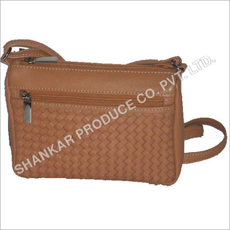 Leather Ladies Hand Woven Bag