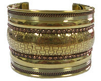 Accessories - Brass & Copper 6x2 Inches Gold, Hammered Finish, Customizable Handcrafted Cuff