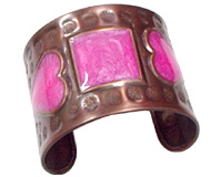 Accessories - Copper Enamel Bangle 60x40mm, Pink | Stylish Durable Unique Hammered Finish