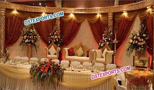 Muslim Wedding Golden Carved Stage