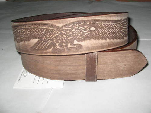 Embossed Leather Belts - Genuine Leather, 85-110cm Length, Brown | Metal Buckle, Intricate Designs, Durable