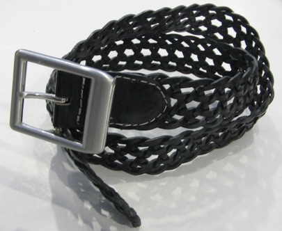 Weaving Belt - Leather, 100cm, Black | Interlaced Weaving, Metal Buckle, Stylish Durable Fit