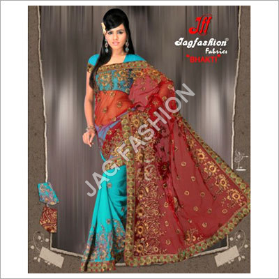 Side Embroidered Brocade Saree