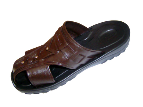 PATHANI 101 - Leather Men's Sandals, Brown, Slip-On | Durable, Comfortable, Stylish Rubber Sole