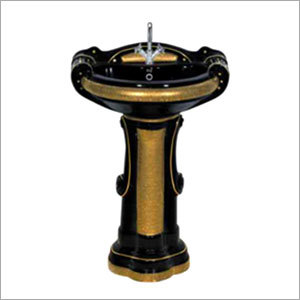 Gold Printed Wash Basin Pedestal Set