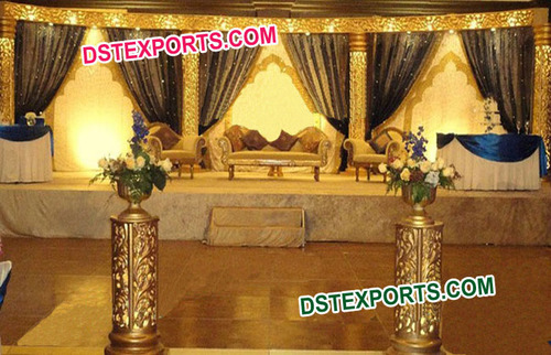 Muslim Wedding Golden Carved Stage Set