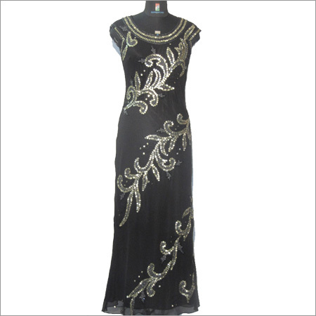 Hand Beaded Ladies Long Dress