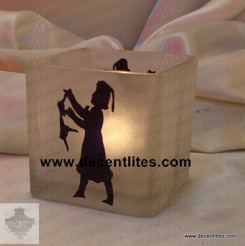 Etching Frosted Candle Holder