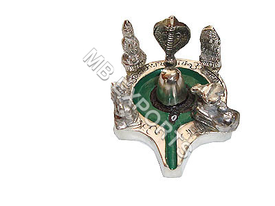 Green And Silver White Metal Shivling 
