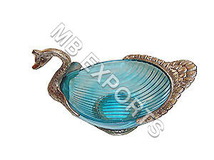 Golden And Blue German Silver Bird Shape Diya 