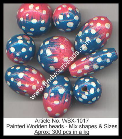 Wooden Beads - Wood, Variable Size, Pink | Natural Material, Versatile Design, Durable, Decorative, Easy To Use, 300 Pcs Bag