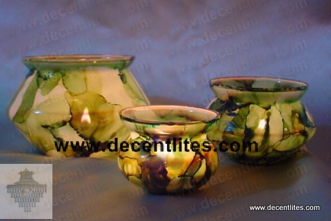 Gree Color Marble Finish Candle Votive
