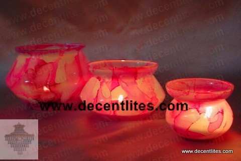 Pink Color Marble Finish Candle Votive