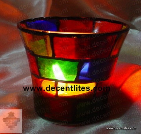 Multi Color Glass Candle Holder