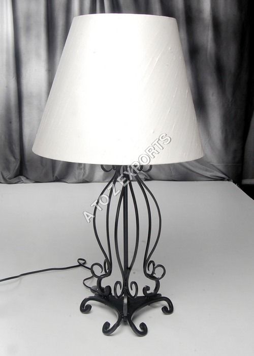 Cream Designer Black Powder Coated Metal Lamp