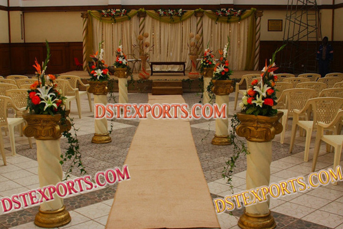 New Style Wedding Walkway Pillars - Wood and Fiber, 7ft Height, Off-White | Elegant Design, Durable Material, Easy Assembly, Customizable
