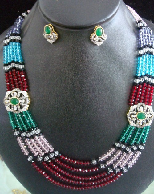 Imitation Side Pendent Glass Beads Neclace Set (Tikda Set)