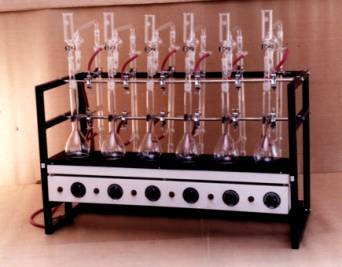 KJELDHAL DISTILLATION APPARATUS WITH GLASS PARTS