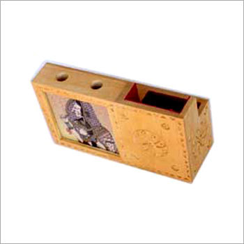 White wood Mobile cum pen cum visiting card Holder