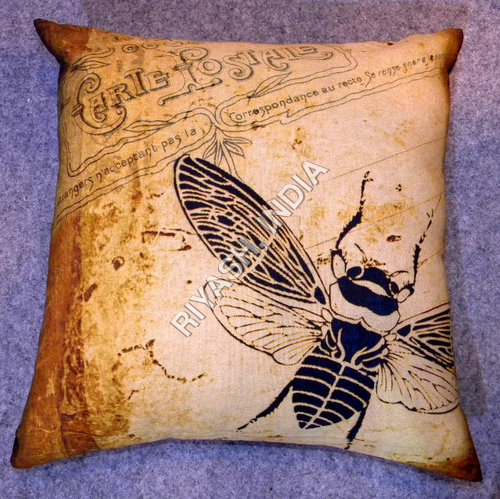 Dragonfly Design Customised Cushion Cover - Cotton 16x16 Inch Beige, Invisible Zipper, Decorative Comfortable Artwork