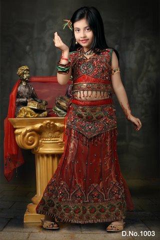 Red deginer Kids Lehenga