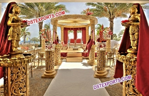 Indian Wedding Golden Carving Mandap