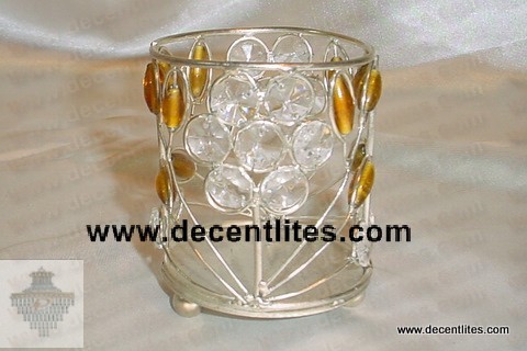 Metal & Crystal Diamond Candle Holder