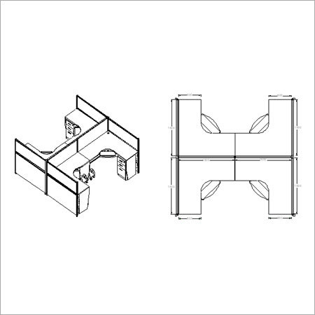 I Shaped Office Workstation