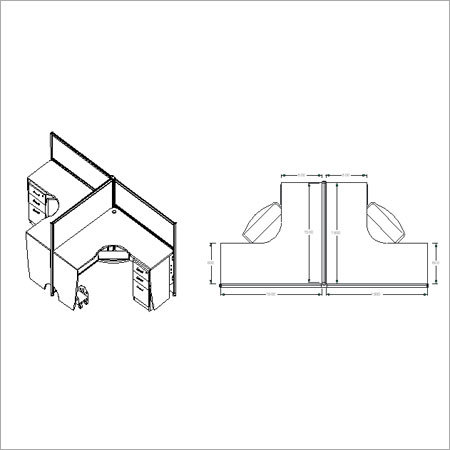 T Shaped Office Workstation