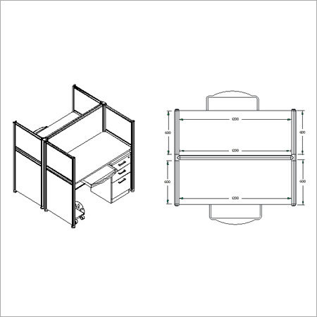 Two Person Linear Office Workstation