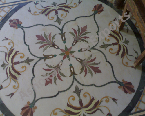 Marble Inlay Floor Medallion