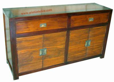 Tv Cabinet - Wood, 48x16x20 Inches, Brown | Tempered Glass Top, Two Doors, Two Drawers, Ample Storage, Easy Assembly