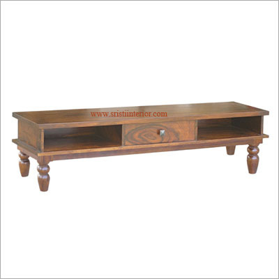 Tv Cabinet - Sheesham Wood, 50x120x60 cm, Dark Brown | Spacious Storage, Elegant Design, Two Shelves, PU Gloss/Matte Finish