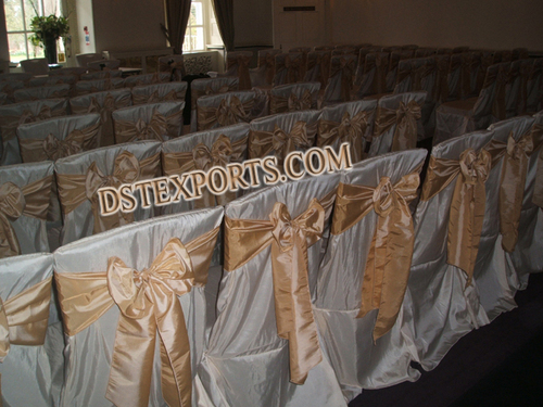 WEDDING CHAIR COVERS WITH SATIN SASHAS