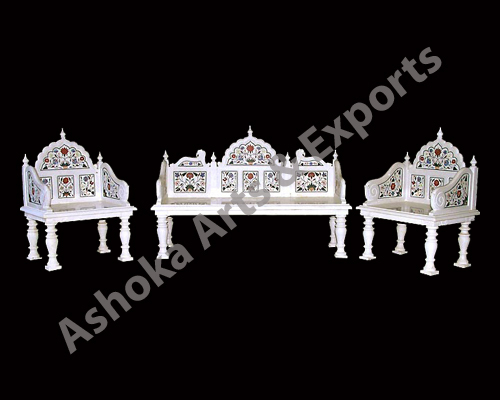 Marble Garden Sofa Sets - Marble Varied Dimensions White | Elegant Design Polished Finish Seamless Edge Fire Retardant Robust