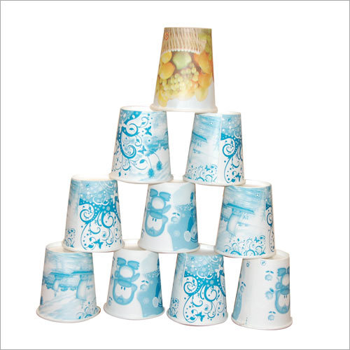 Printed Disposable Paper Glass - Paper 200-500ml Blue | Eco-Friendly, Lightweight, Hygienic, Customizable Print